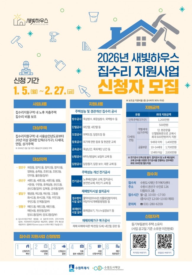 수원시, 2026년 새빛하우스 신청자 모집